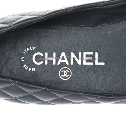 Chanel Lambskin Quilted Cap Toe Ballerina Flats 36.5 Charcoal Black 9 of 10