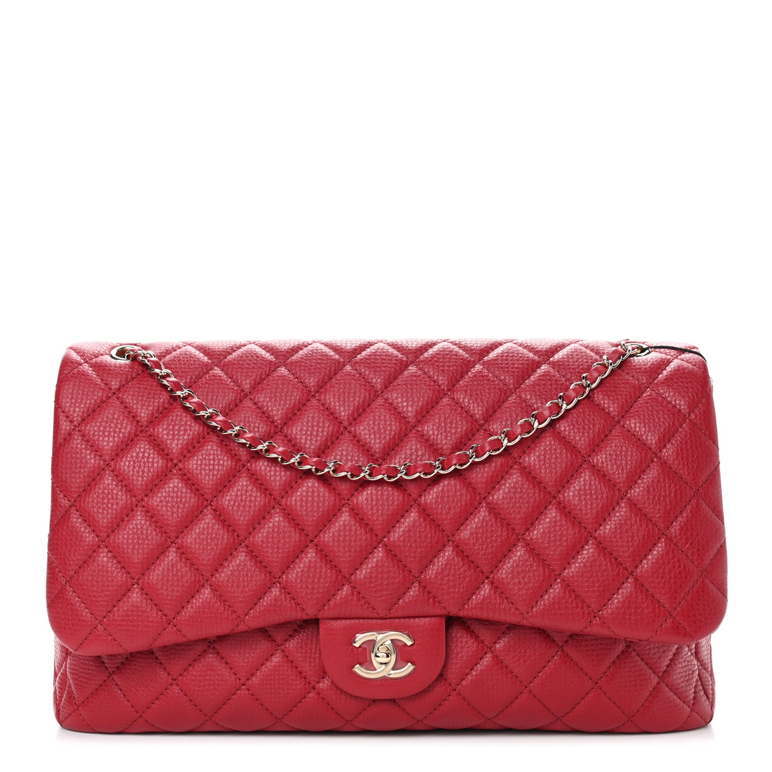 Chanel Calfskin Quilted Small XXL Travel Flap Bag Red 1 of 9