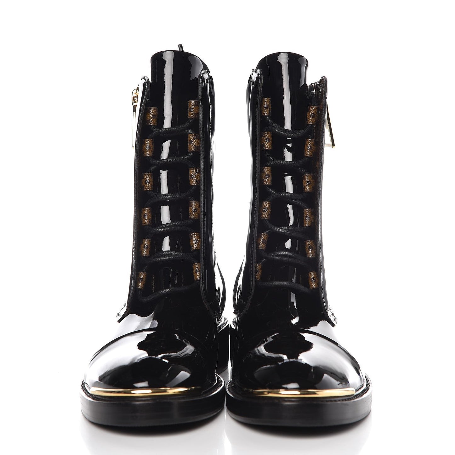 Patent Calfskin Monogram Macadam Ranger Combat Boots 37 Black