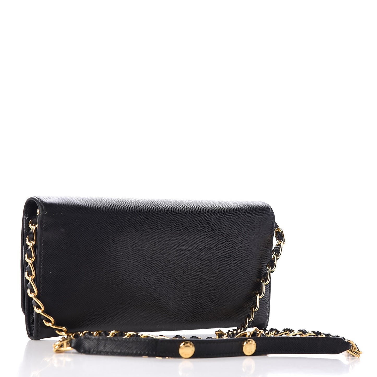 Saffiano Metal Oro Chain Wallet Black
