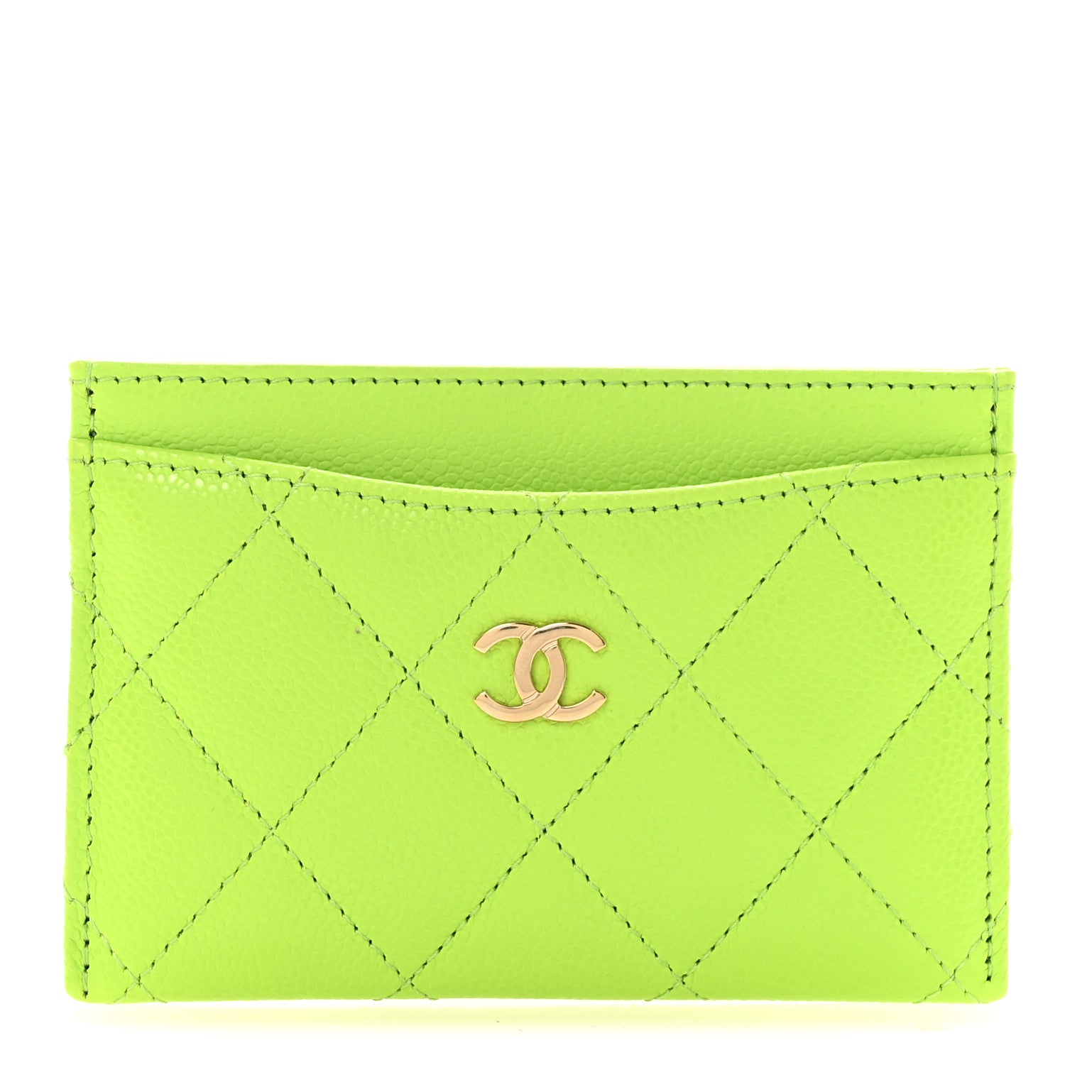 Chanel Caviar Quilted Card Holder Green 1 of 8