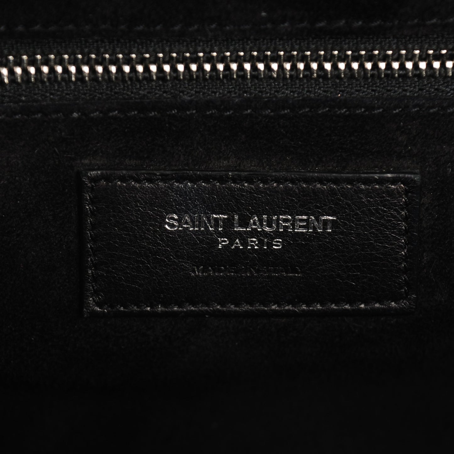 Calfskin Crocodile Embossed Small Cabas Rive Gauche Black