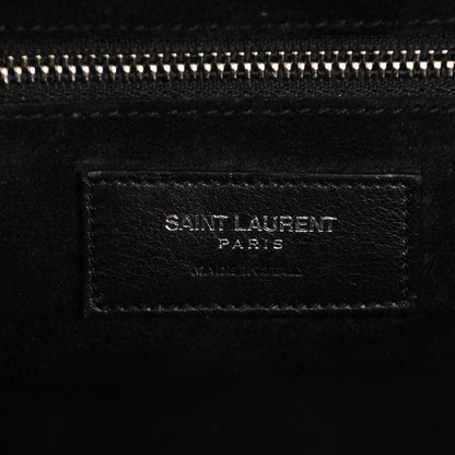 Saint Laurent Calfskin Crocodile Embossed Small Cabas Rive Gauche Black 7 of 8