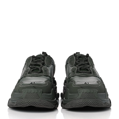 Balenciaga Technical Fabric Mesh Allover Logo Womens Triple S Sneakers 41 Kaki Black 2 of 7