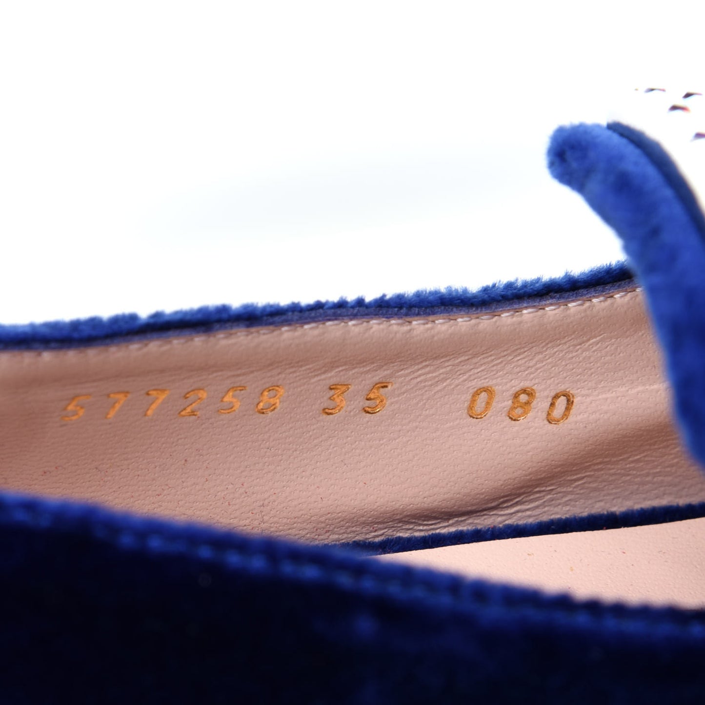 Velvet Crystal Square G Madelyn Loafers 35 Cobalt Blue