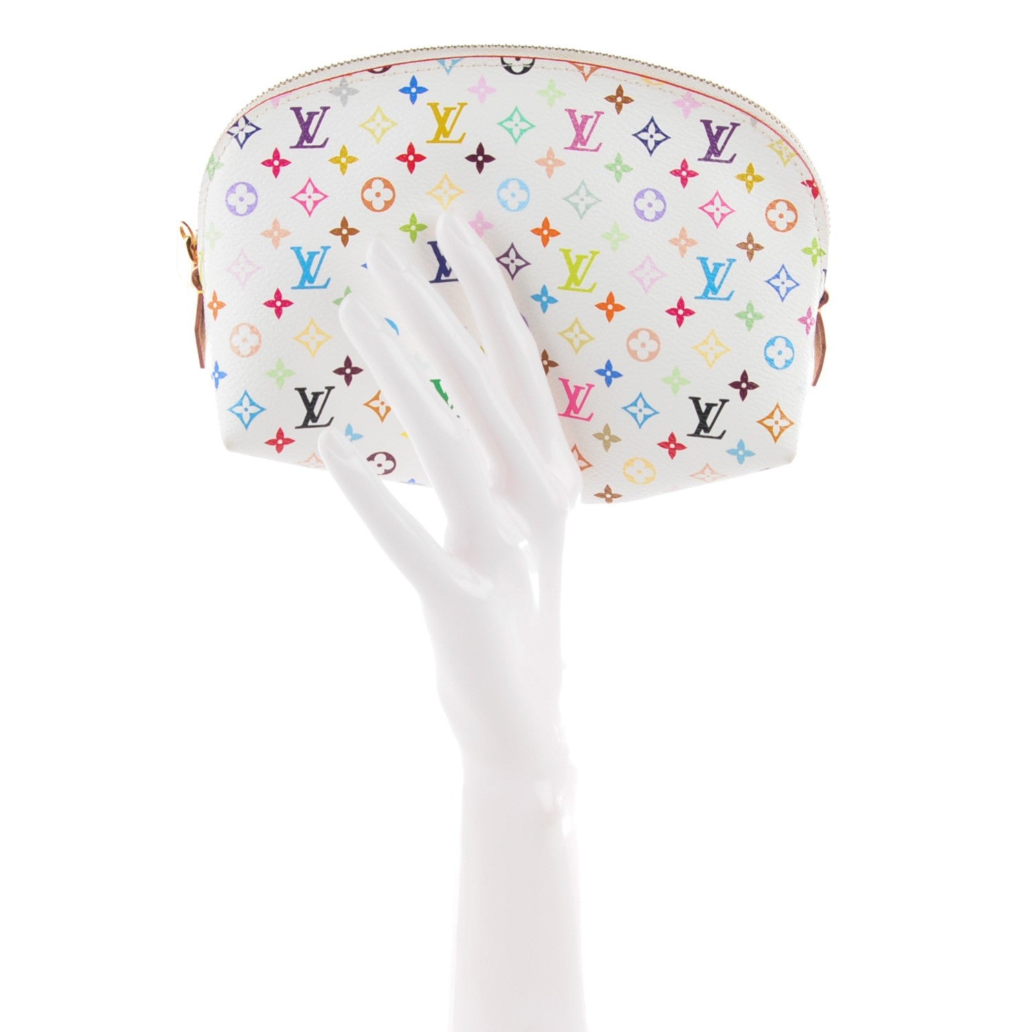 Louis Vuitton Monogram Multicolor Cosmetic Pouch White Litchi 2 of 7