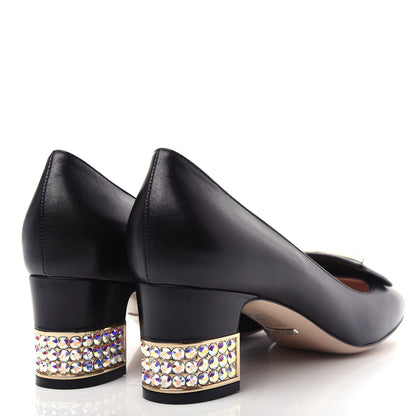 Gucci Malaga Kid Crystal Square G Madelyn Mid Heel Loafer Pumps 40 Black 4 of 11