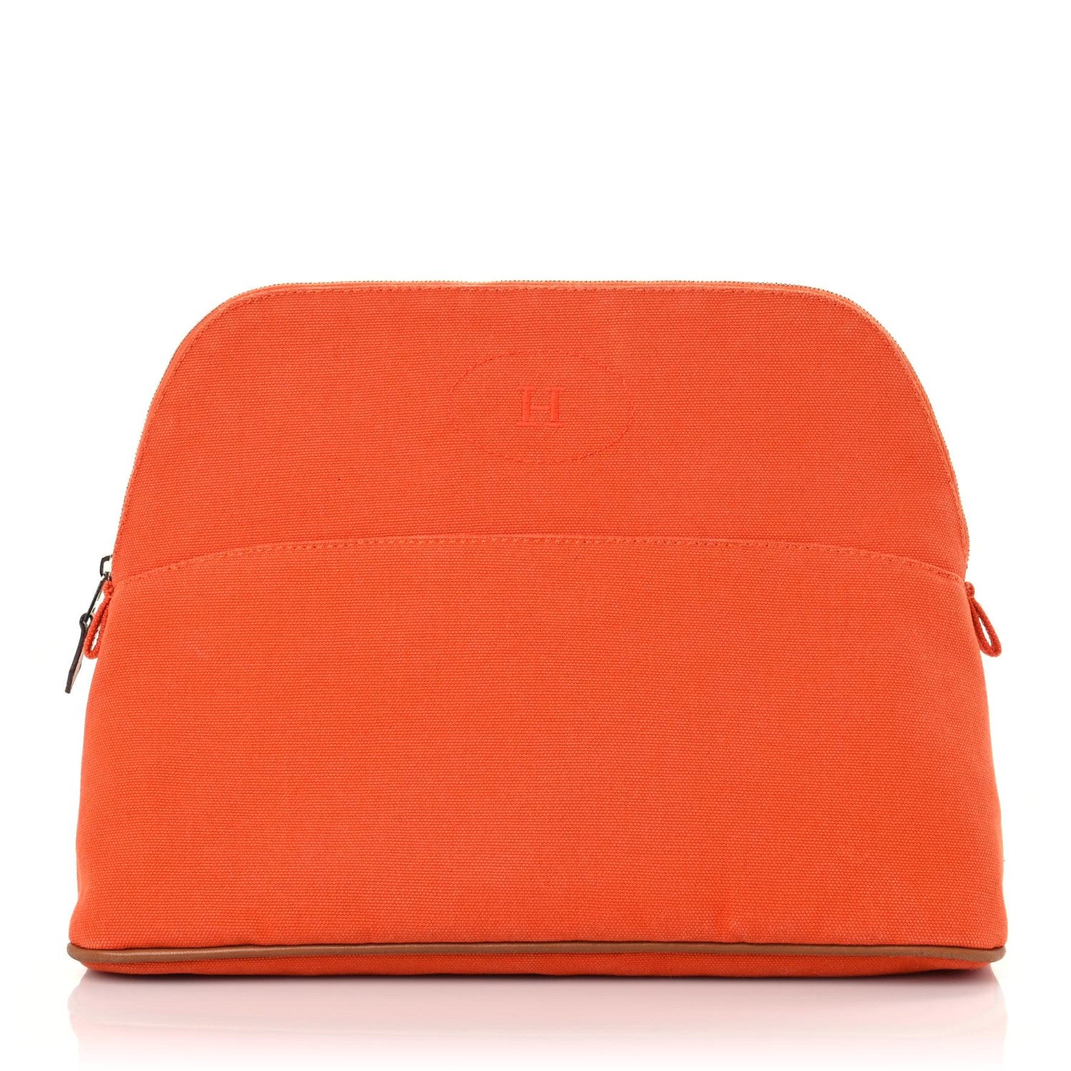 Hermes Cotton Canvas Bolide Travel Cosmetic Pouch Orange 1 of 14