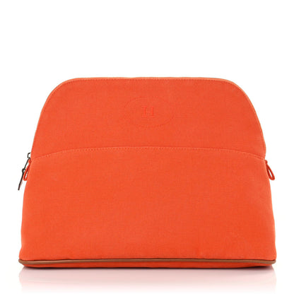 Hermes Cotton Canvas Bolide Travel Cosmetic Pouch Orange 1 of 14
