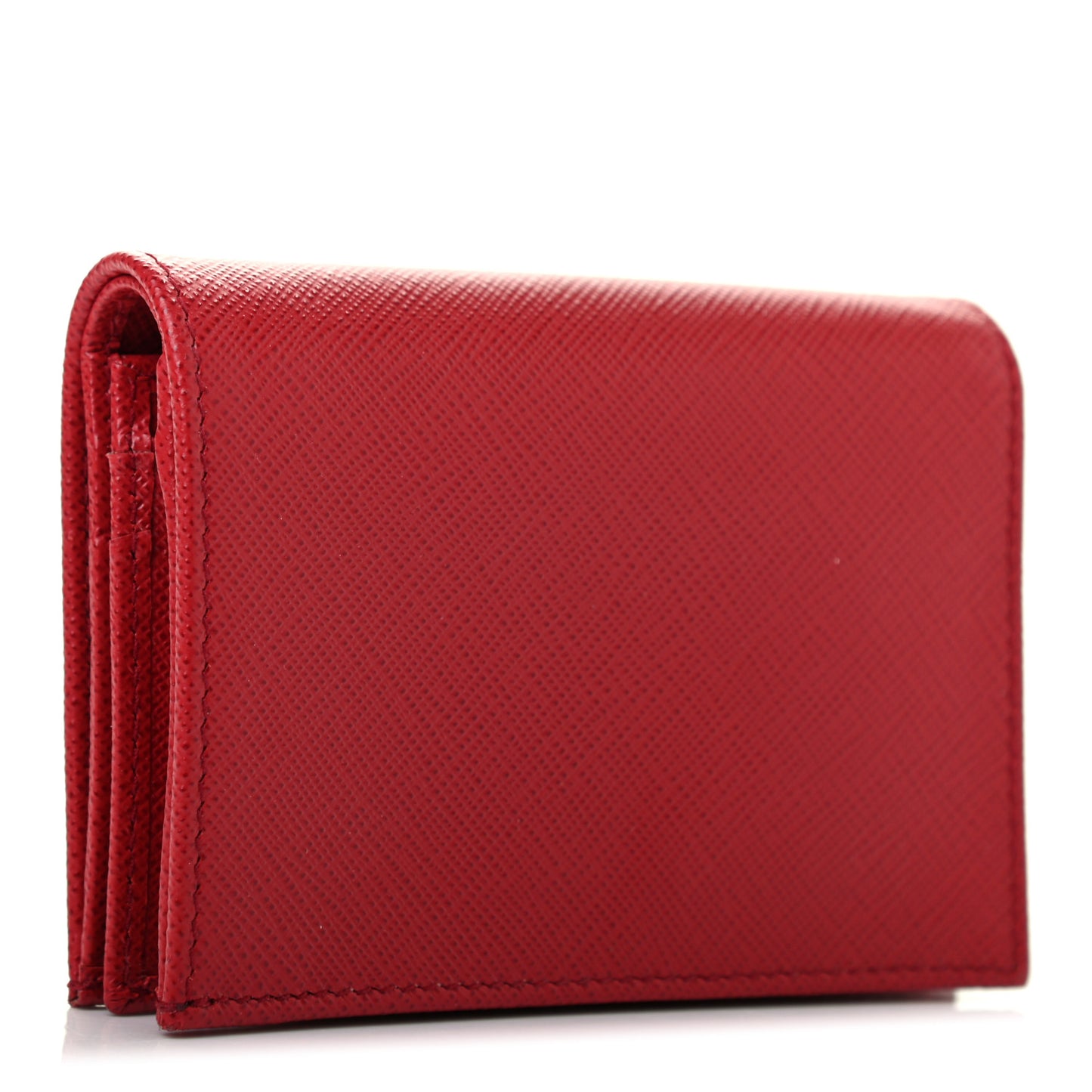 Saffiano Metal Compact Snap Bi-Fold Wallet Fuoco