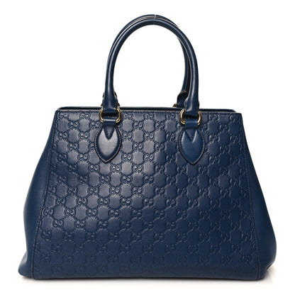 Gucci Soft Guccissima Signature Top Handle Tote Bag Blue Agata 1 of 12