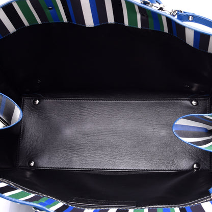 Balenciaga Veau Striped Papier B4 Zip Around Tote Variante Blue 5 of 10