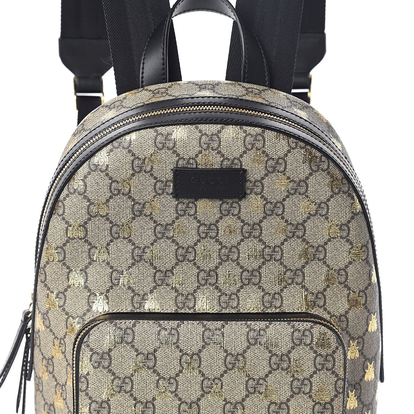 GG Supreme Monogram Bees Print Small Day Backpack Beige Oro Black