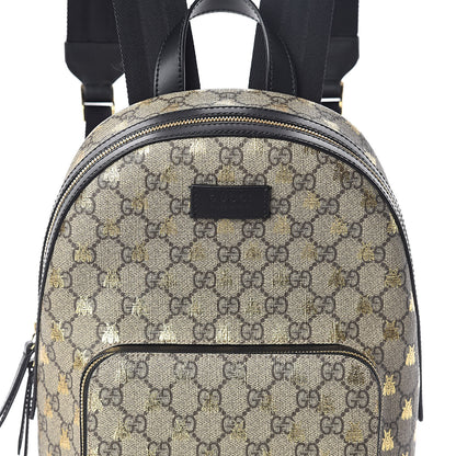 Gucci GG Supreme Monogram Bees Print Small Day Backpack Beige Oro Black 7 of 10