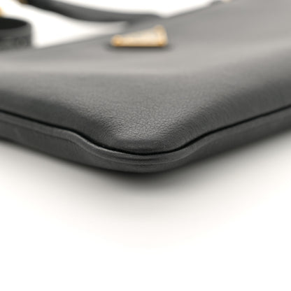 Prada Calfskin Triangle Pouch Shoulder Bag Black 9 of 11