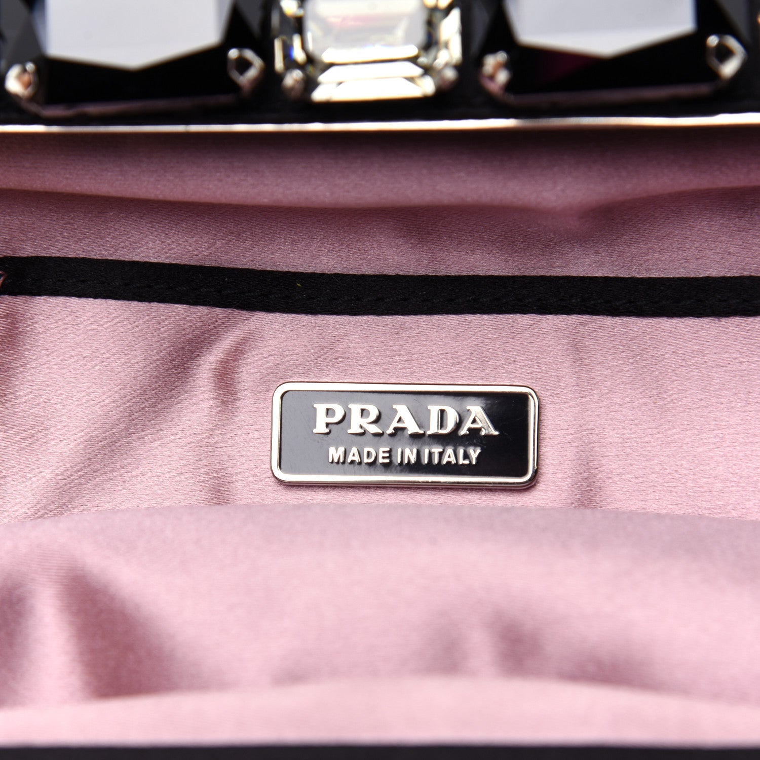 Prada Satin Stones Clutch Black 8 of 12