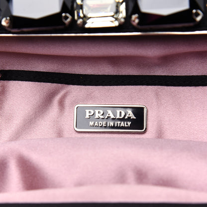 Prada Satin Stones Clutch Black 8 of 12