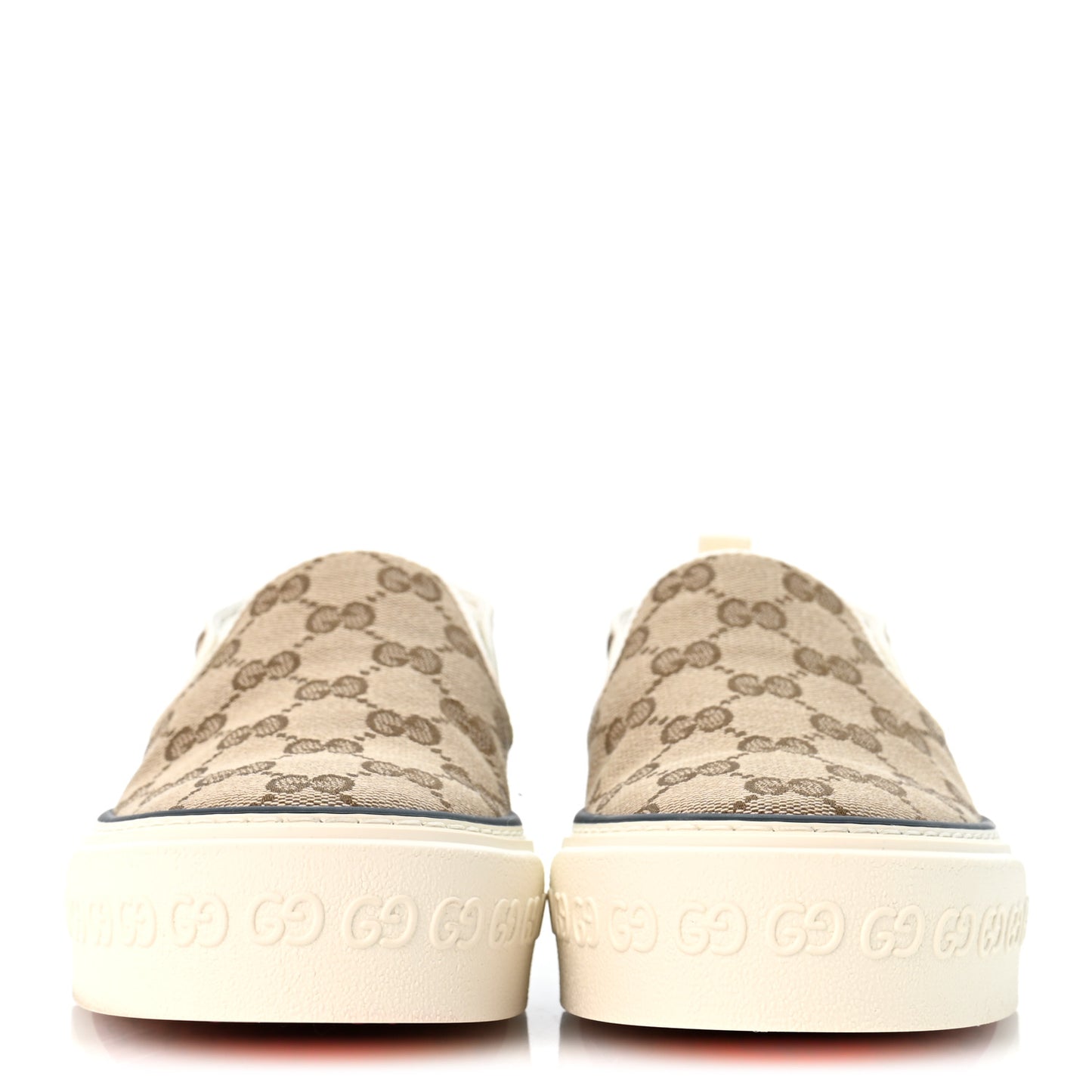 GG Monogram Womens 1977 Tennis Slip On 30mm Sneakers 35.5 Beige Ebony Mystic White