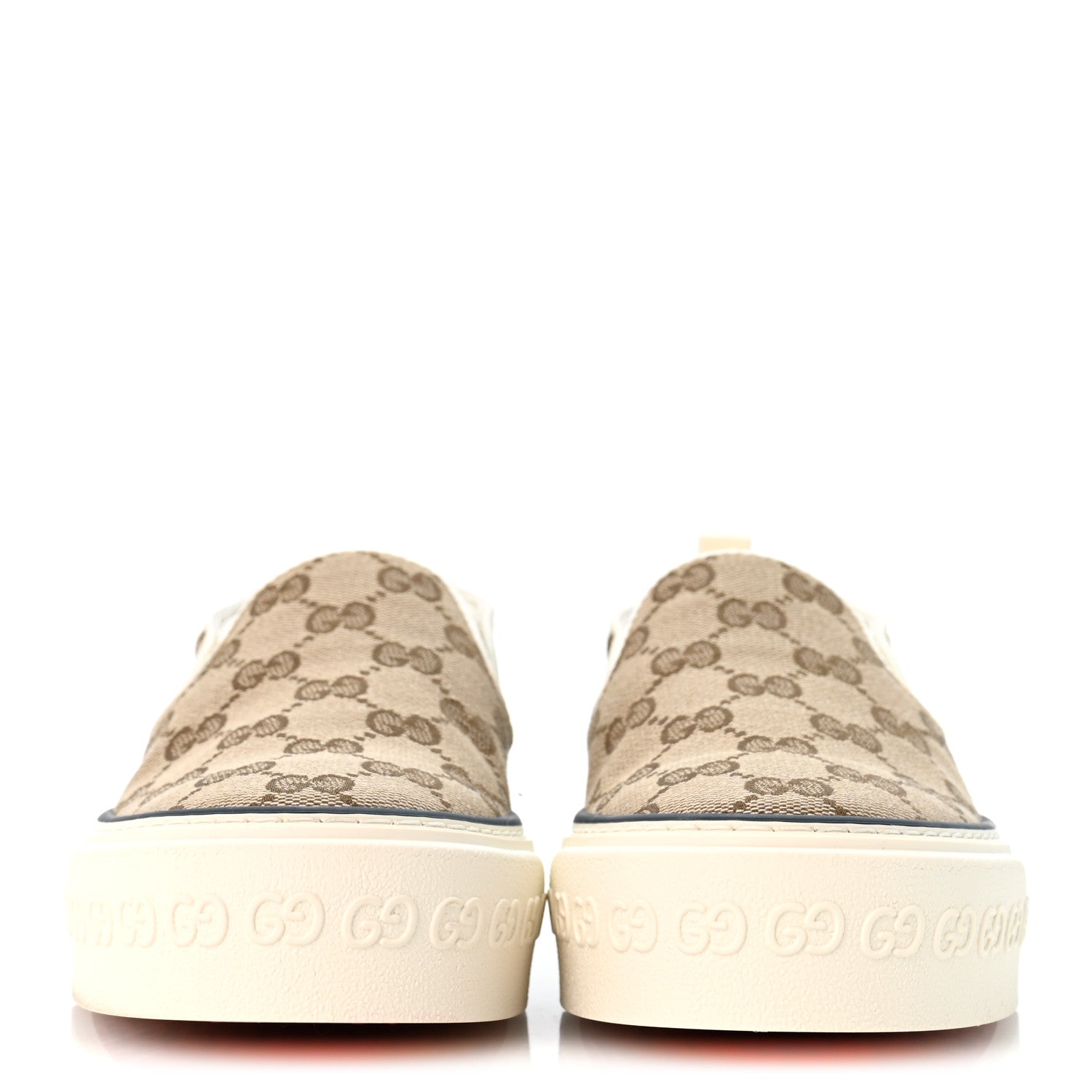 Gucci GG Monogram Womens 1977 Tennis Slip On 30mm Sneakers 35.5 Beige Ebony Mystic White 3 of 10