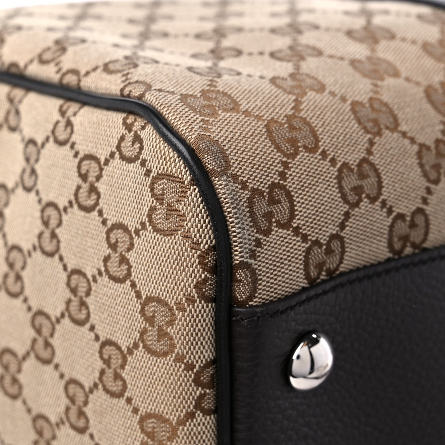 Gucci Monogram Dollar Calfskin Boston Duffle Bag Beige Ebony Testa di Moro Marrone Scuro 10 of 12