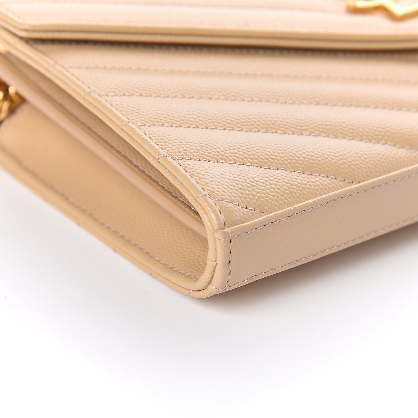 Grain De Poudre Matelasse Chevron Monogram Chain Wallet Nude Powder