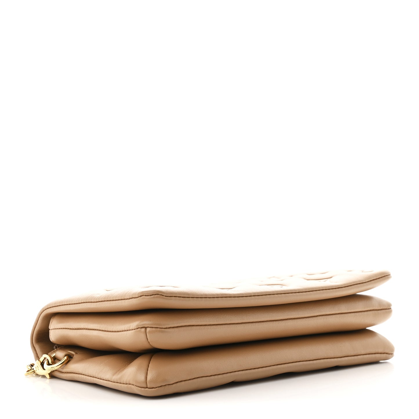 Lambskin Embossed Monogram Pochette Coussin Camel