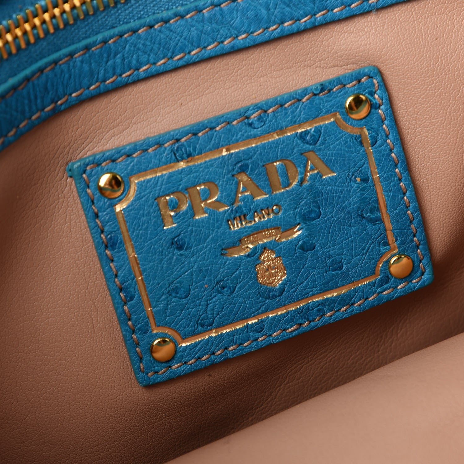 Prada Ostrich Medium Galleria Double Zip Tote Turchese 8 of 10