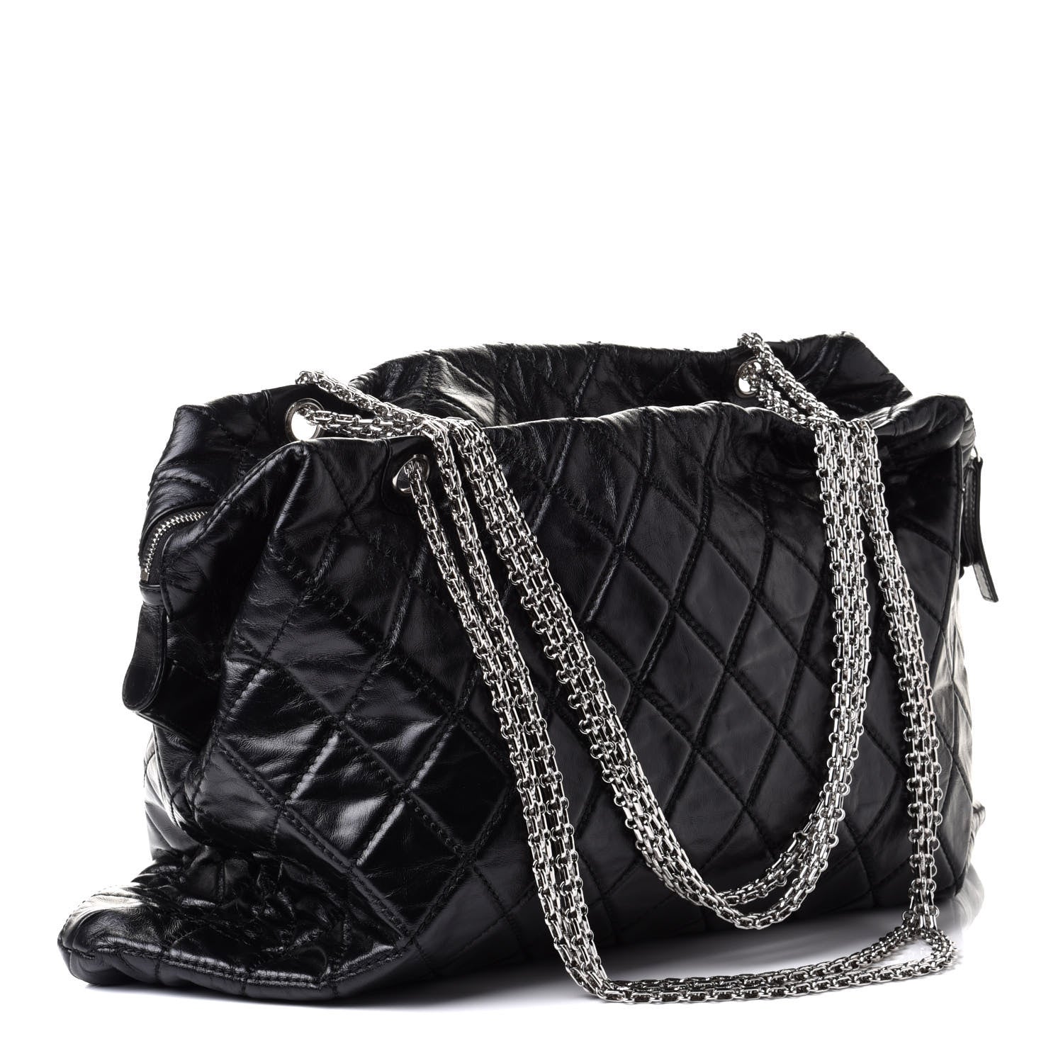 Chanel Glazed Calfskin Quilted Surpique Carryall Black 2 of 9