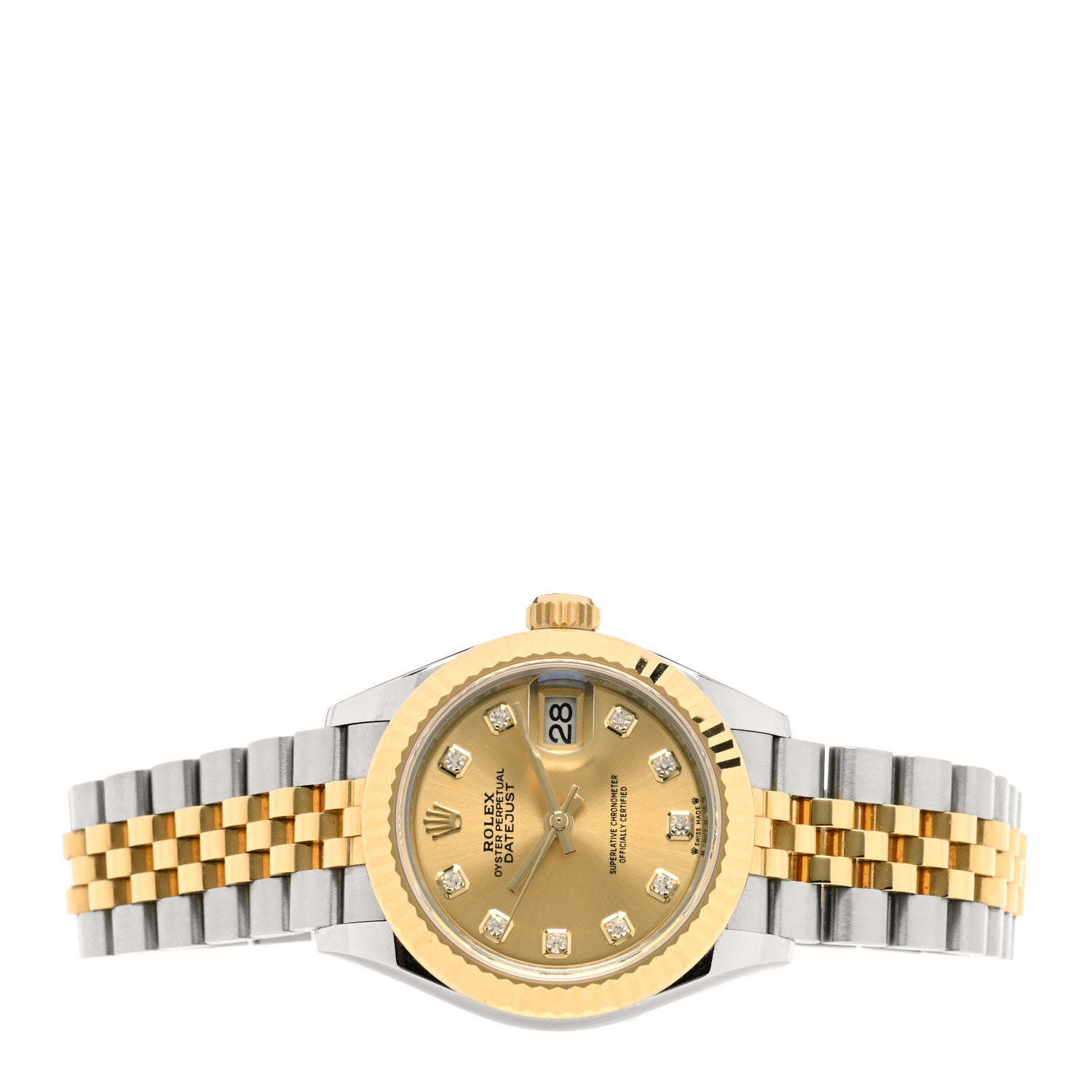 Rolex Stainless Steel 18K Yellow Gold Diamond 28mm Oyster Perpetual Datejust Watch Champagne 279173 2 of 5