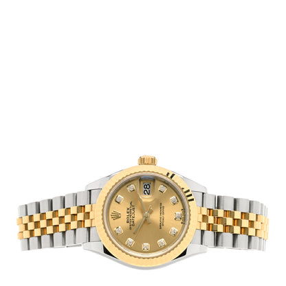 Rolex Stainless Steel 18K Yellow Gold Diamond 28mm Oyster Perpetual Datejust Watch Champagne 279173 2 of 5