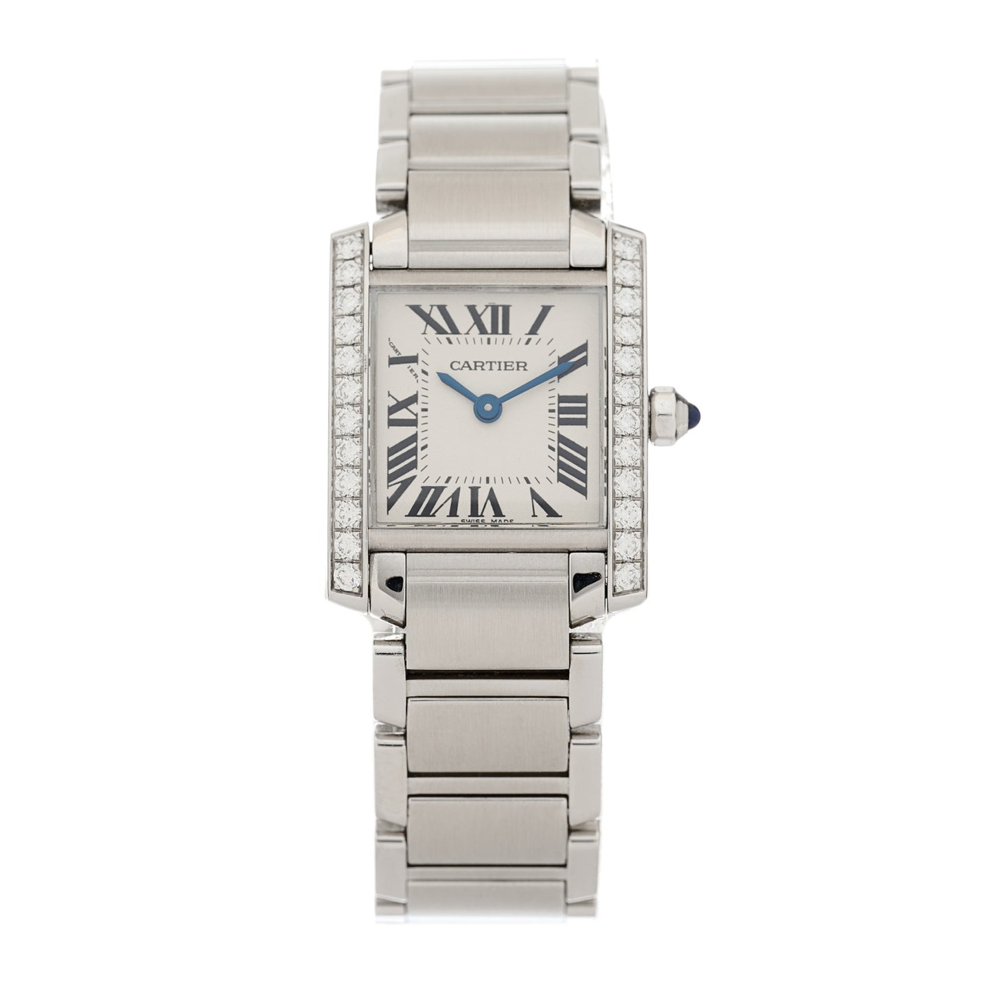 Stainless Steel Diamond Bezel 20mm Tank Francaise Quartz Watch