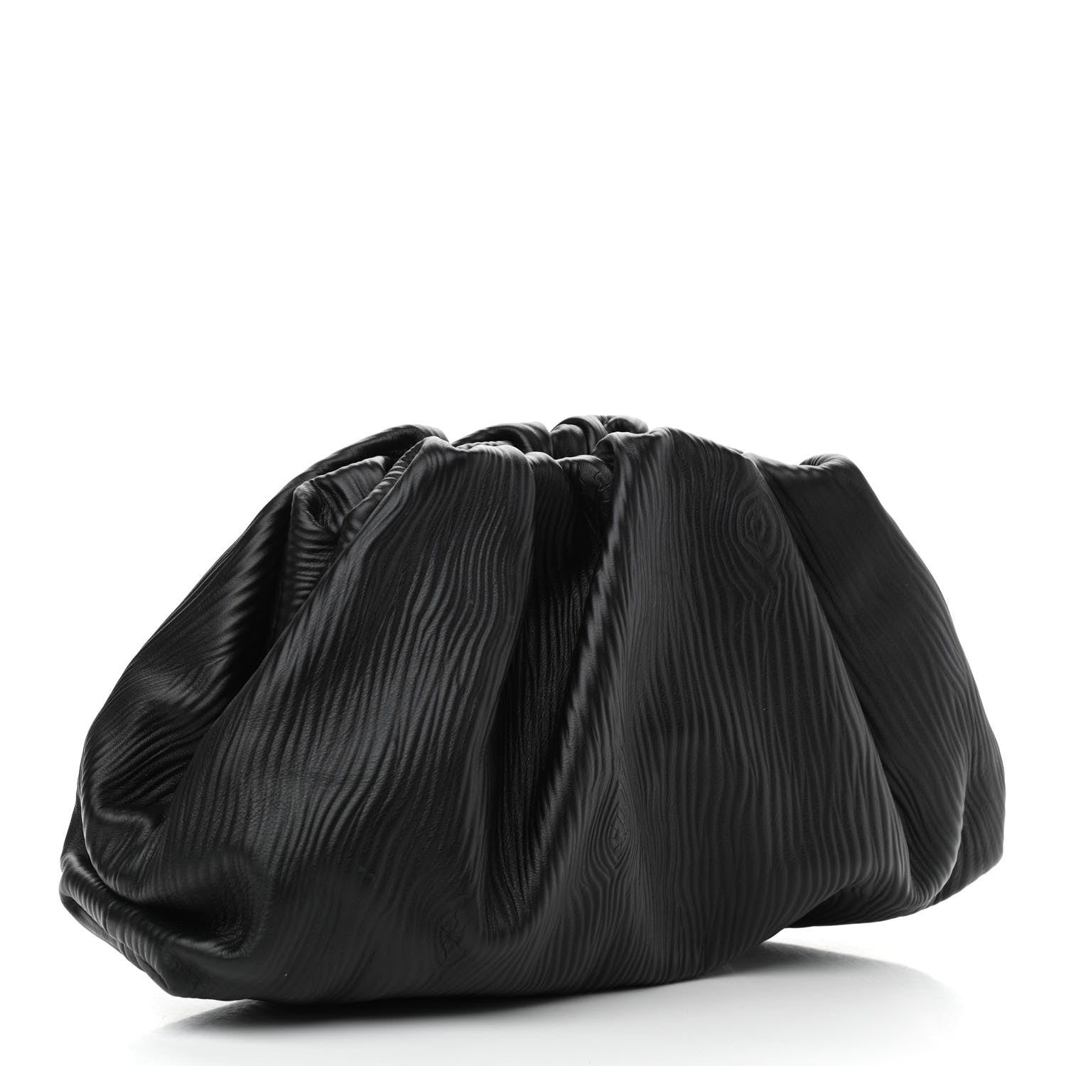 Bottega Veneta Bark Calfskin Embossed The Pouch Oversized Clutch Black 3 of 10