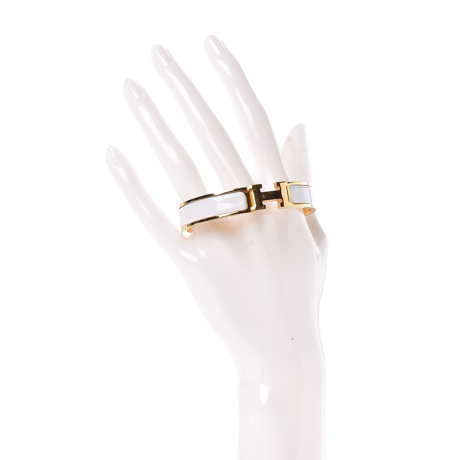 Hermes Enamel Narrow Clic Clac H Bracelet GM White 2 of 5