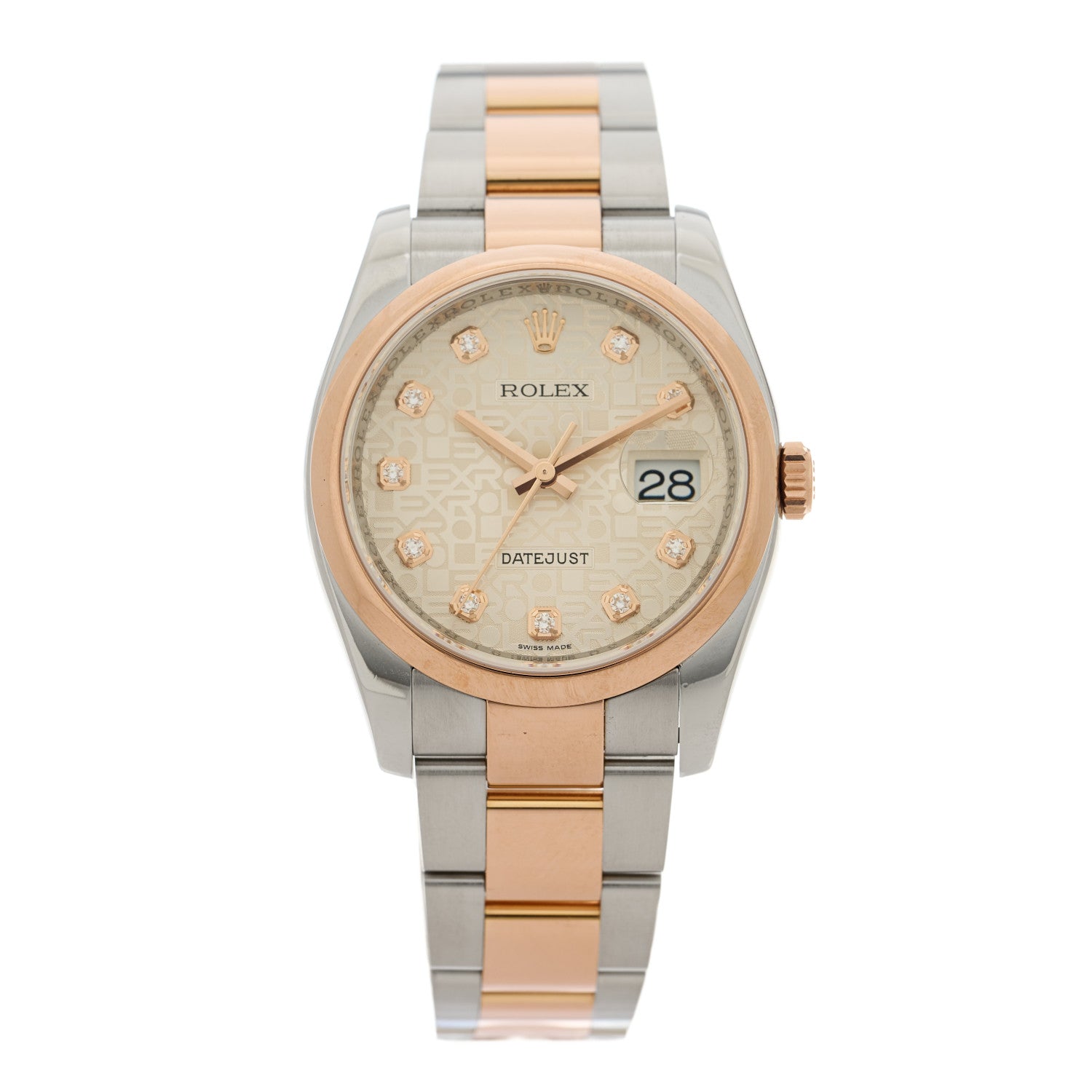 Rolex Stainless Steel 18K Everose Gold Diamond 36mm Oyster Perpetual Datejust Watch Silver Jubilee 116201 1 of 5