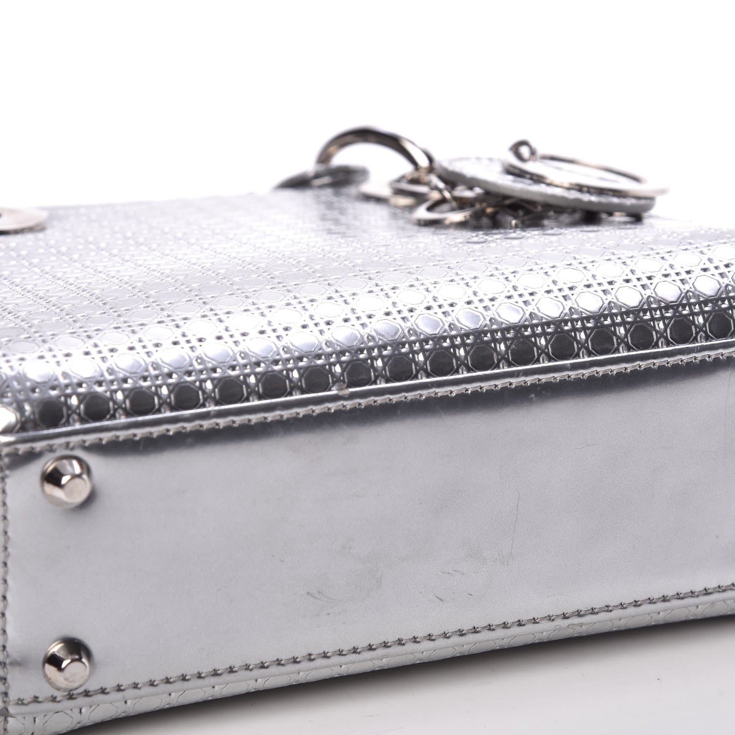 Christian Dior Metallic Patent Micro-Cannage Mini Lady Dior Silver 8 of 9