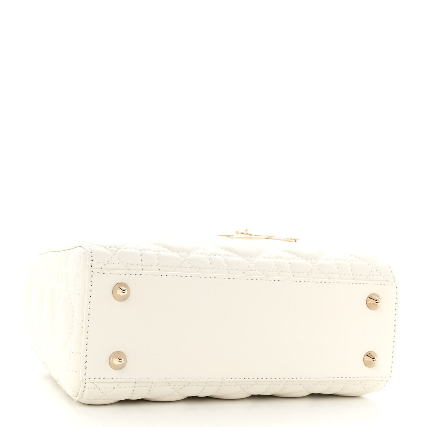 CHRISTIAN DIOR Lambskin Cannage Small My ABCDior Lady Dior White