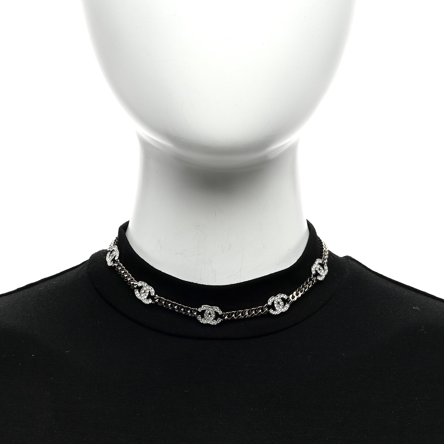 Crystal Chain CC Link Choker Gold Silver