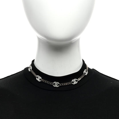 Chanel Crystal Chain CC Link Choker Gold Silver 2 of 5