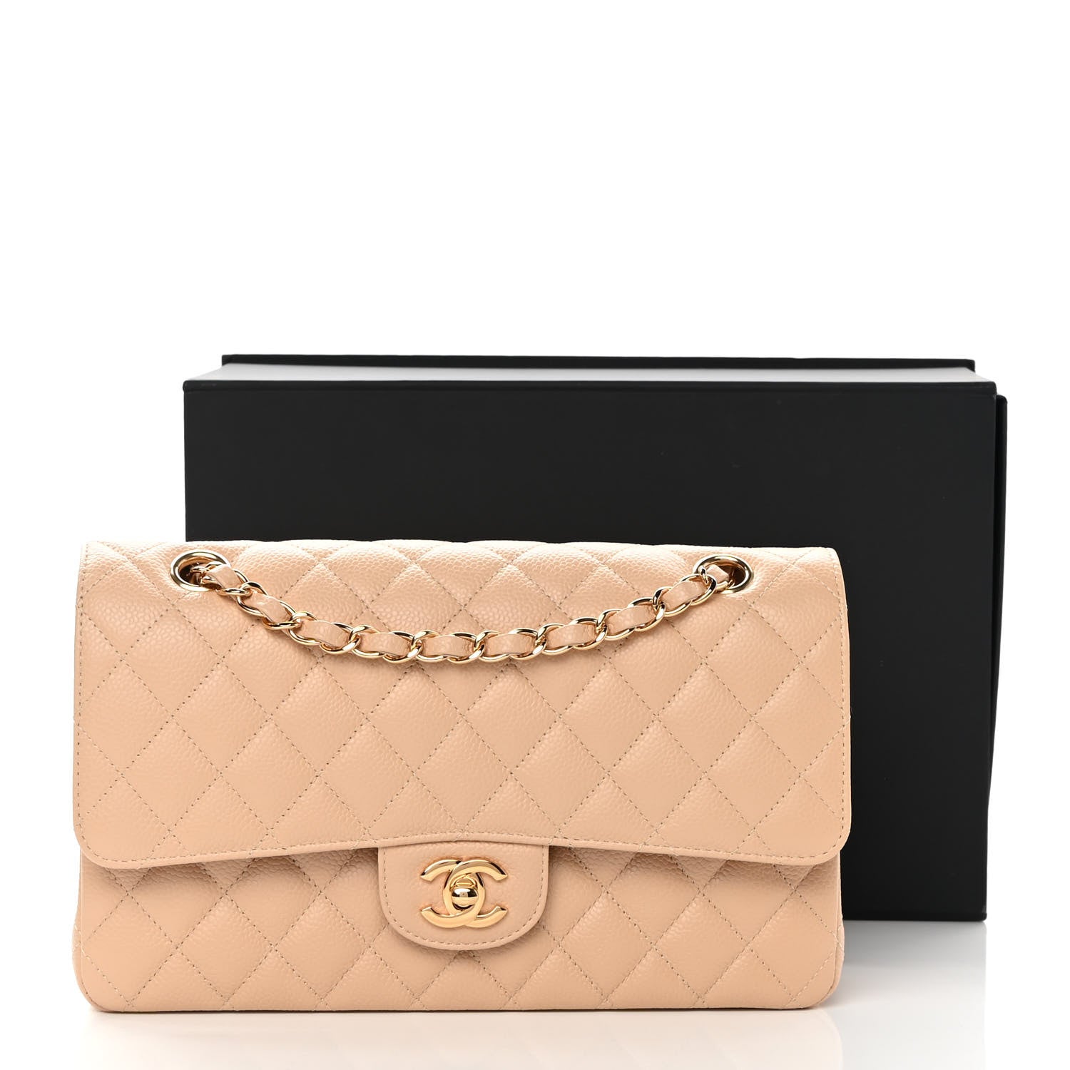 Chanel Caviar Quilted Medium Double Flap Beige 11 of 11