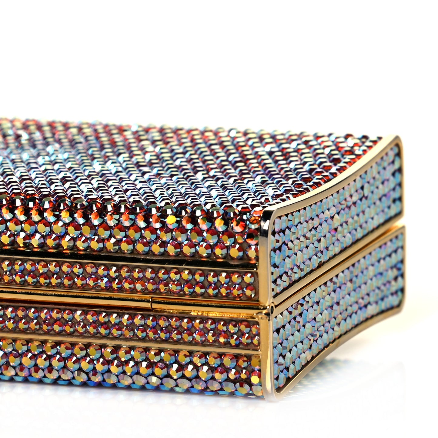Swarovski Crystal Minaudiere Clutch Gold Multicolor