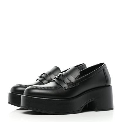 Chanel Calfskin CC Platform Loafers 35 Black 3 of 8