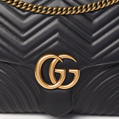 Gucci Calfskin Matelasse Large GG Marmont Shoulder Bag Black 12 of 12