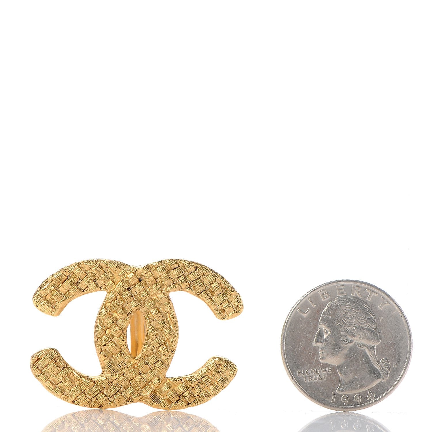 Chanel CC Woven Clip On Earrings Gold 2 of 6