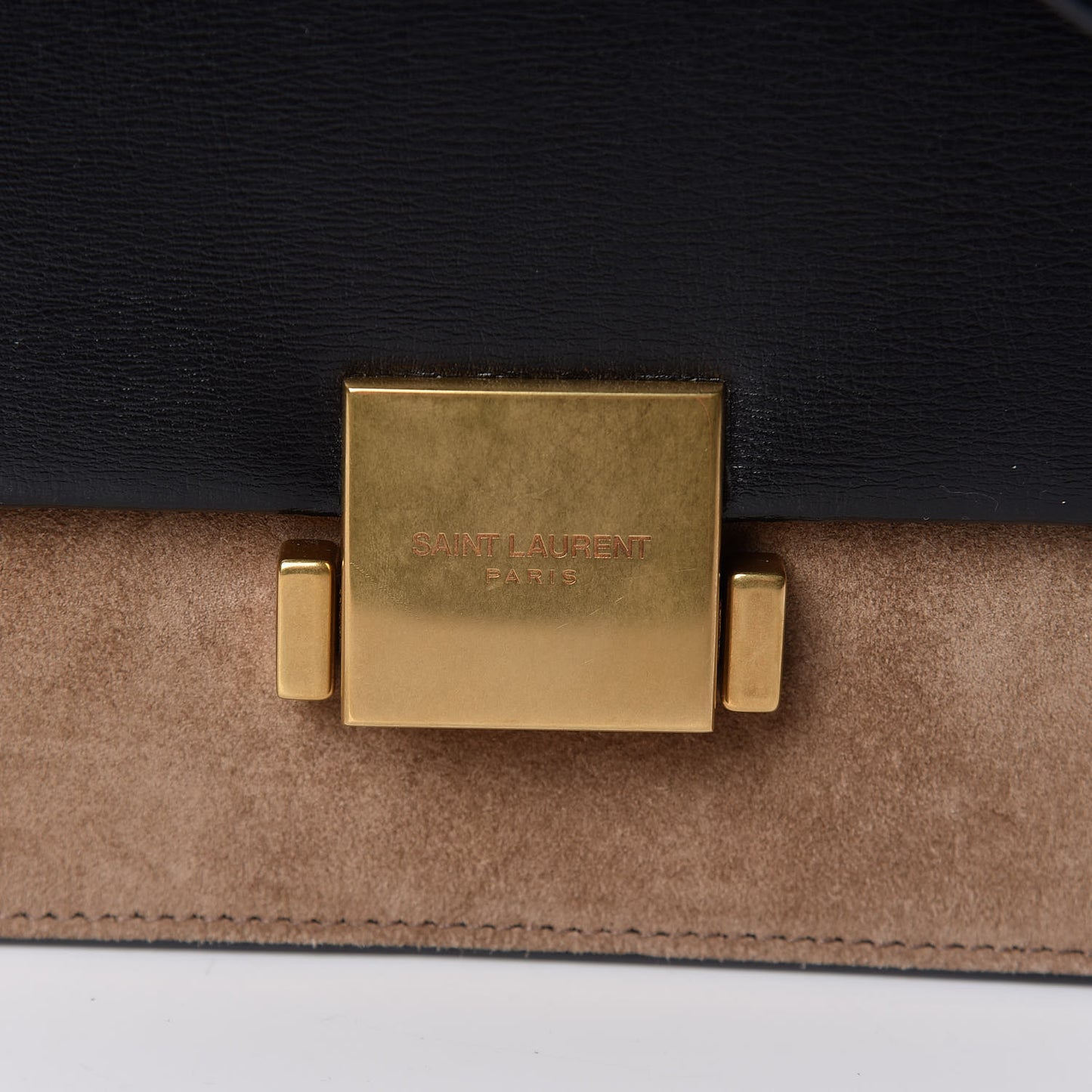 Calfskin Suede Medium Bellechasse Black Beige