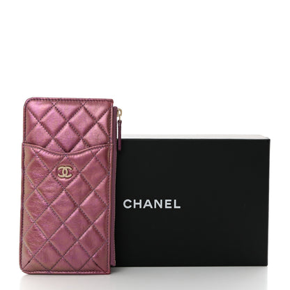 Chanel Metallic Aged Calfskin Quilted Classic Flat Wallet Pouch Purple 8 of 8