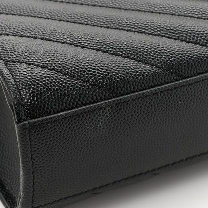 Saint Laurent Grain De Poudre Matelasse Chevron Medium Monogram Satchel Black 13 of 14