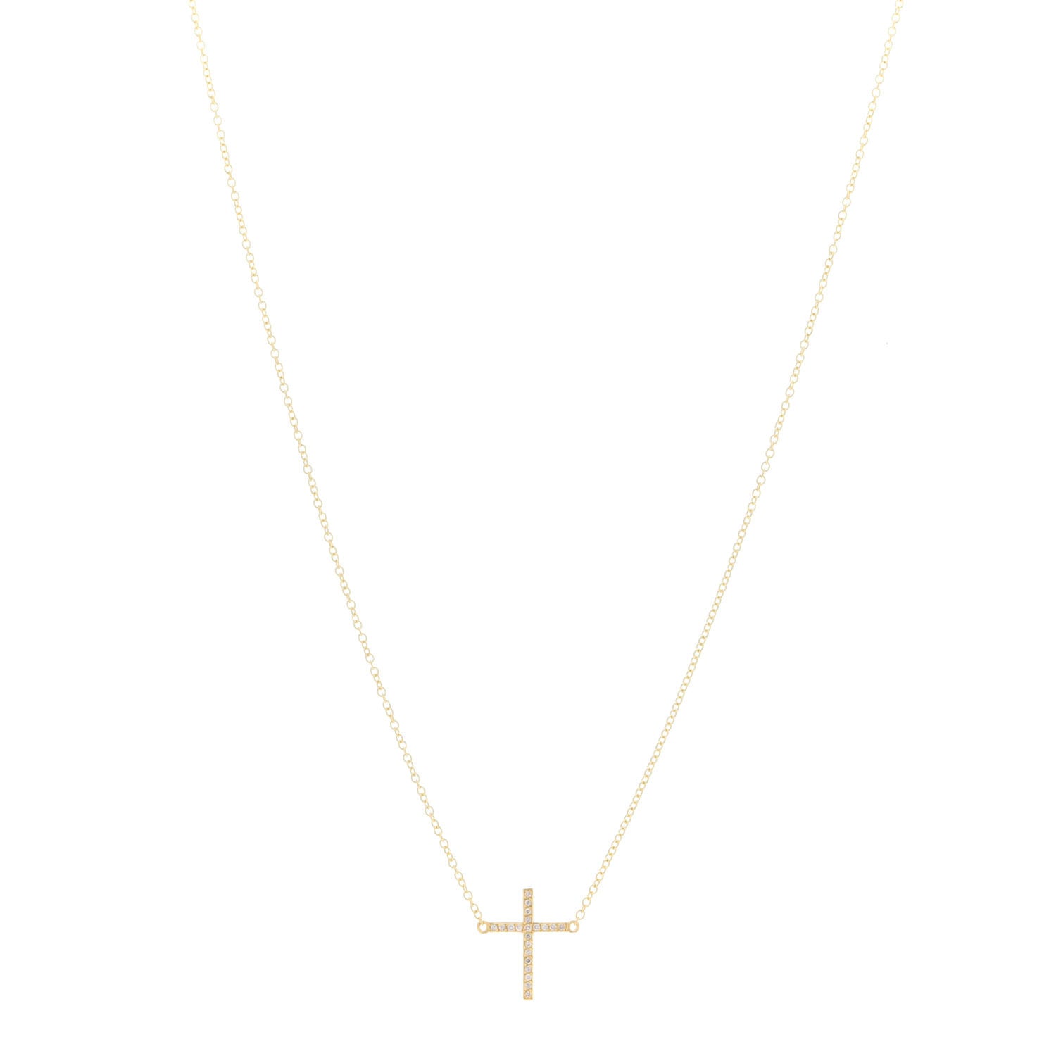 Jennifer Meyer 18K Yellow Gold Diamond Cross Pendant Necklace 1 of 6