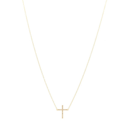 Jennifer Meyer 18K Yellow Gold Diamond Cross Pendant Necklace 1 of 6