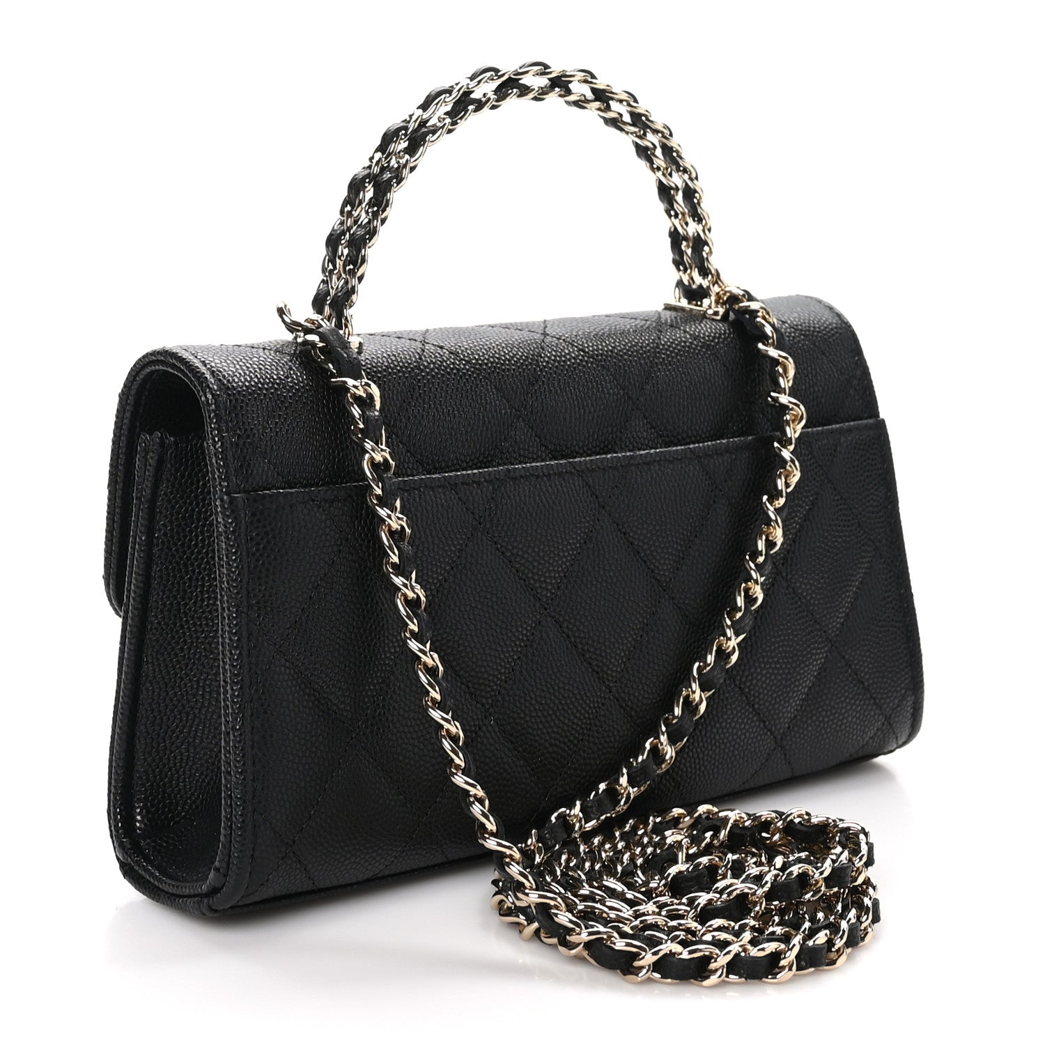 Chanel Caviar Quilted Chain Match Top Handle Phone Holder With Chain Black 3 of 11