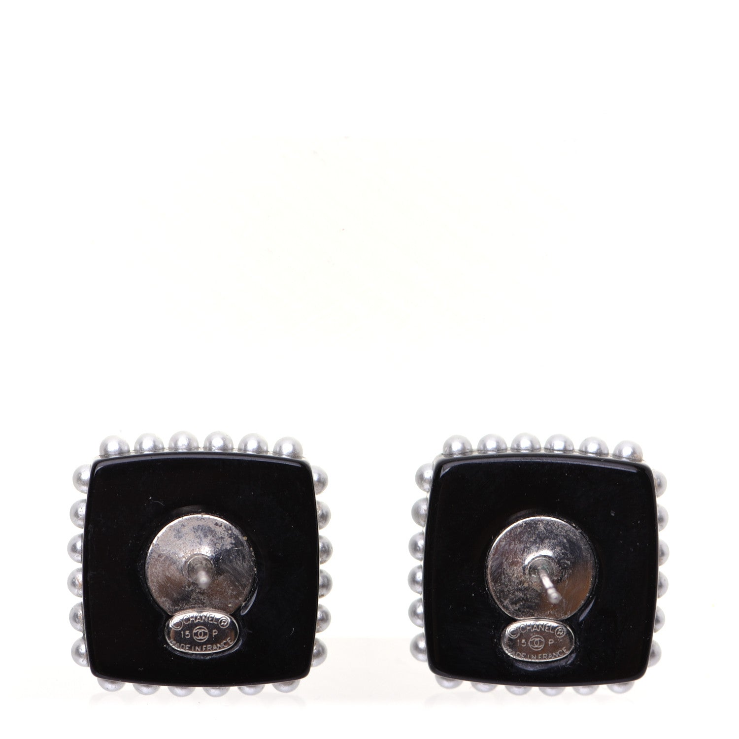 Chanel Resin Pearl Square CC Earrings Black 3 of 8